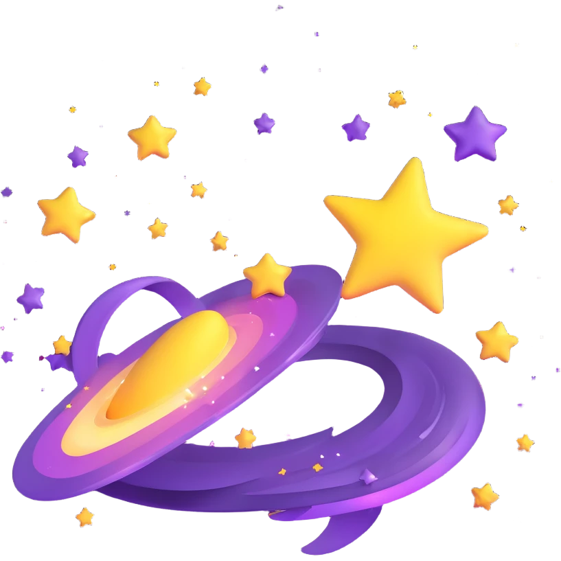 tilted 3D purple galaxy with glowing white stars emoji