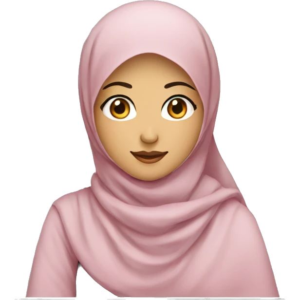 asian hijabi in using macbook emoji