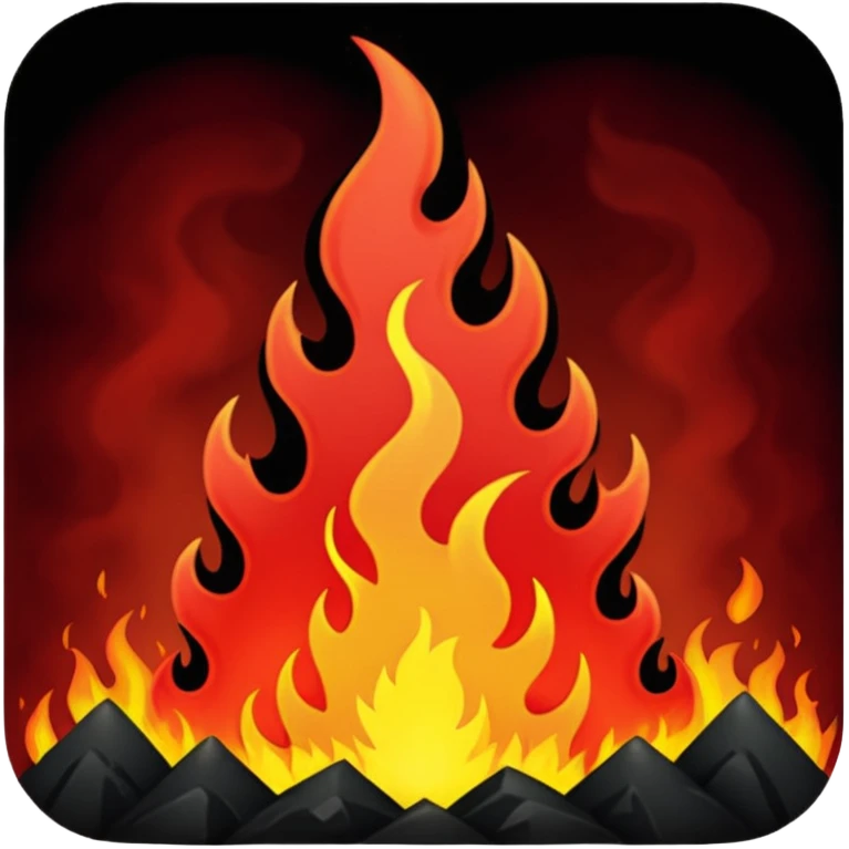 hell view with Red and black with fire, devily emoji