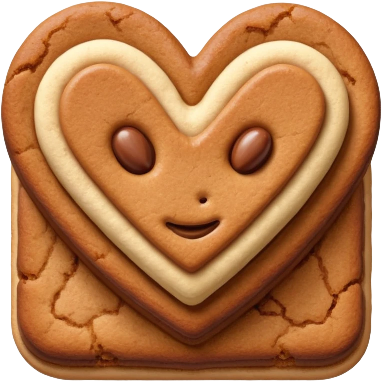 snicker doodle cookie with cinnamon powder on top in a heart shape cookie emoji