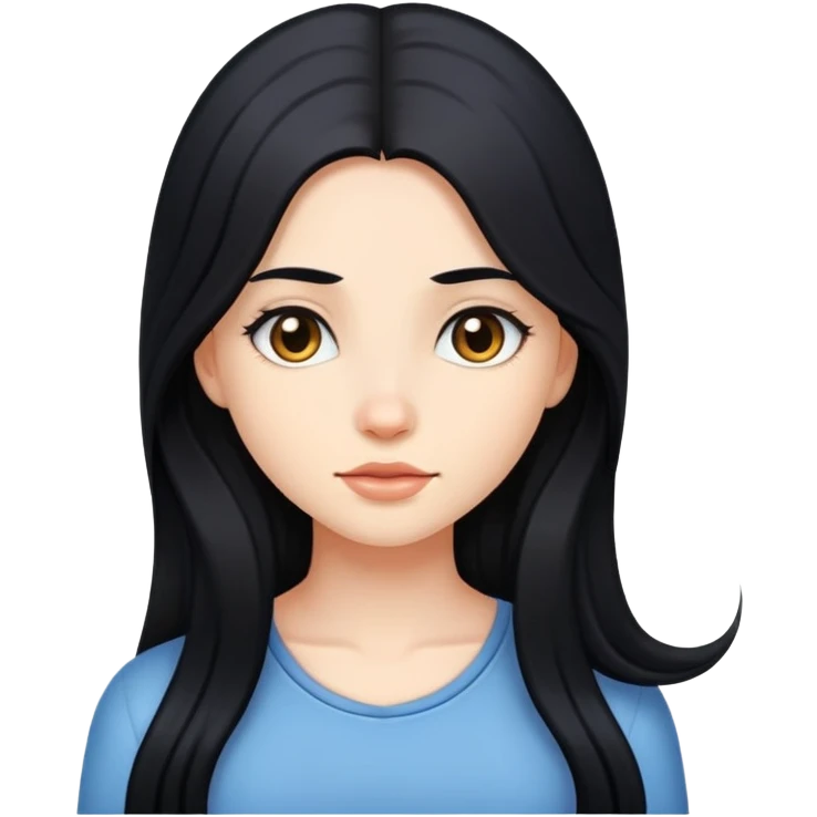 Girl with long hair black hair emoji