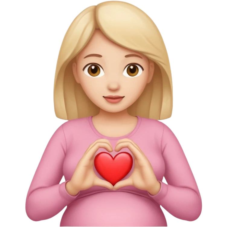 pregnant woman with heart hands emoji