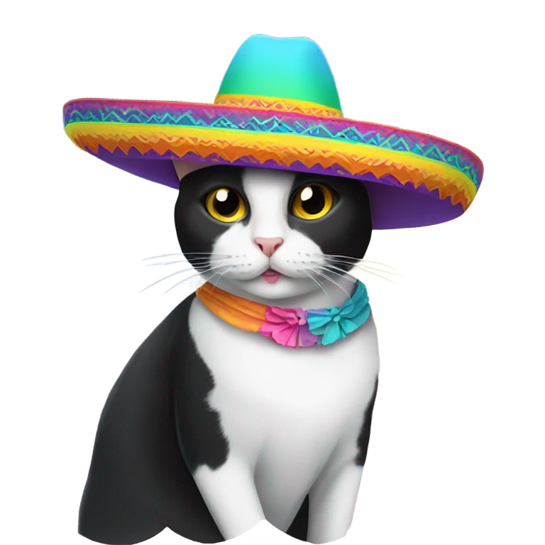 Tuxedo cat wearing a sombrero  emoji