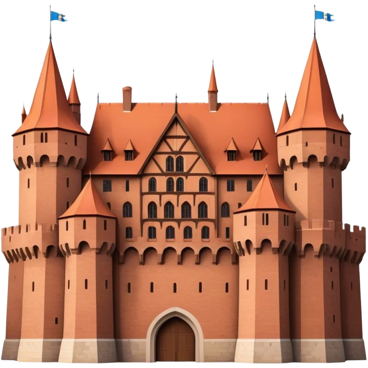 Cinematic Realistic Malbork Castle Landmark Emoji, depicted as an imposing medieval fortress rendered with rich detail and dramatic, historic lighting. emoji