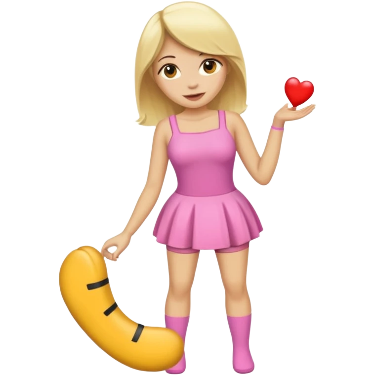 Femme blonde dans un déguisement de chaussette géante emoji