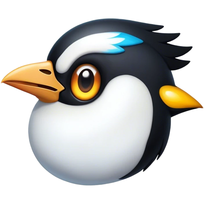 Cinematic Comical Magpie Portrait Emoji, Head tilted dramatically with an exaggeratedly shocked expression, featuring a vibrant, glossy form with wide, comically expressive eyes full of playful disbelief and a subtly animated beak, Simplified yet hilariously expressive features, highly detailed, glowing with a slightly sassy urban glow, high shine, dramatic yet playful, stylized with an air of cheeky mischief, soft glowing outline, capturing the essence of a meme-worthy magpie that looks ready to side-eye its way into viral fame! emoji