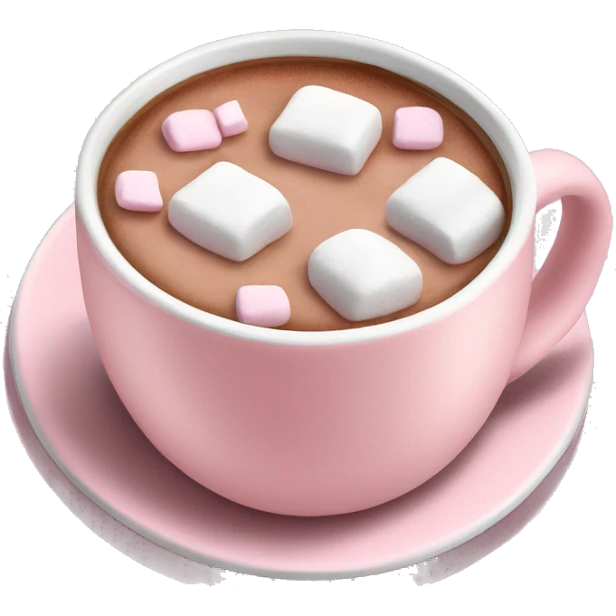 Light Pink mug of hot chocolate with marshmallows  emoji