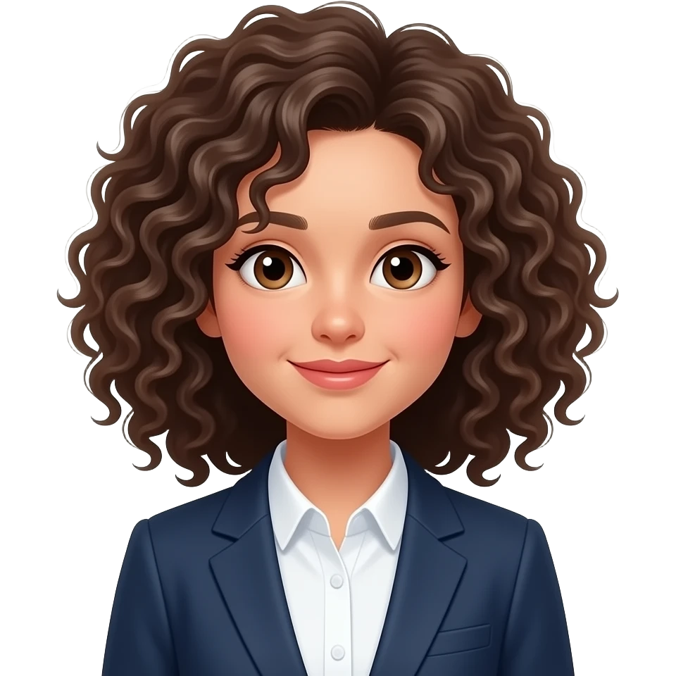 agent girl with curly hear and using a blazer emoji