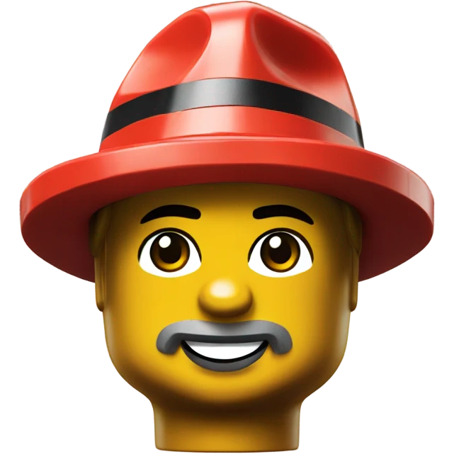 Lego wearing lego hat emoji