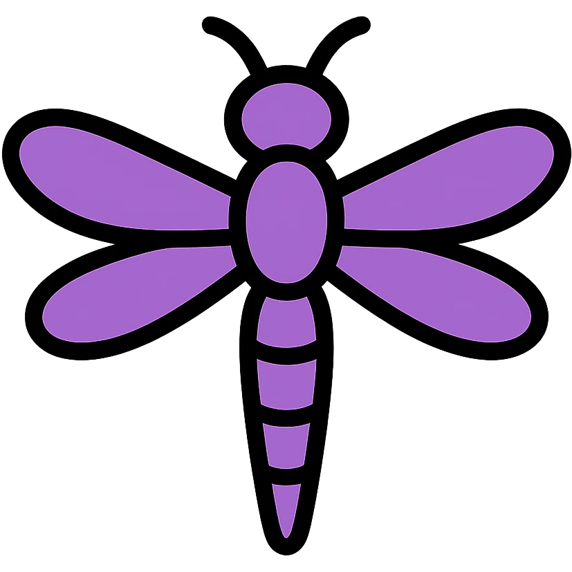 a dragonfly in violet color, clean and clear design emoji
