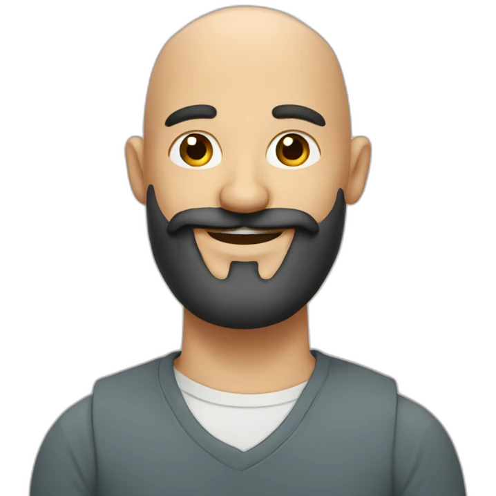 a happy bald man with moustache and long black beard emoji