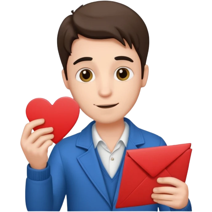 a romance novelist, romantic, dizzy, male, with a love letter emoji
