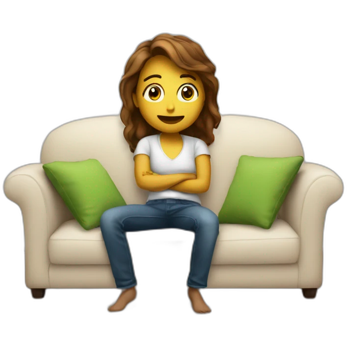 Want emoji in rida sitting on sofa emoji