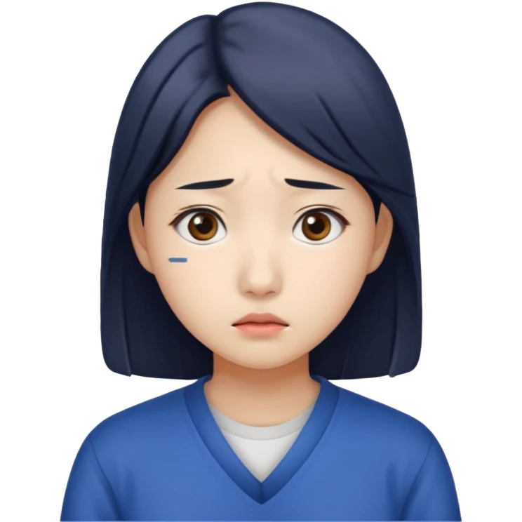 South Korean female college student with a worried face  emoji