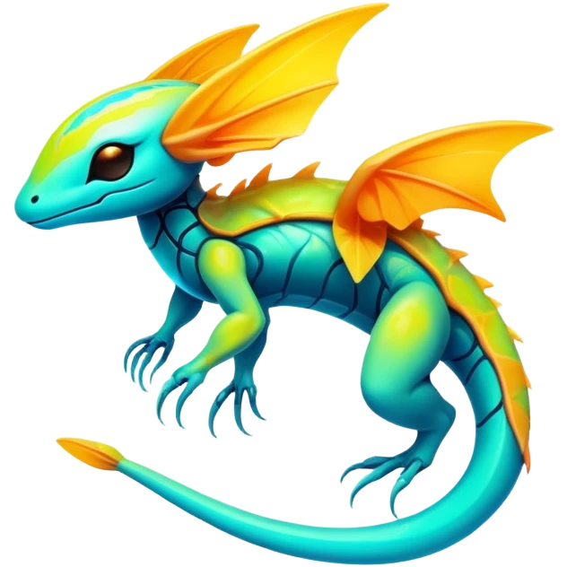 Exotic futuristic lush warm-colored neon Fakémon-Fionbri-creature emoji