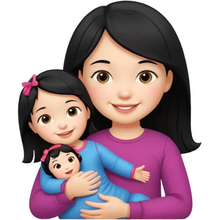 a Toddler black hair girl holding 1 russia doll emoji