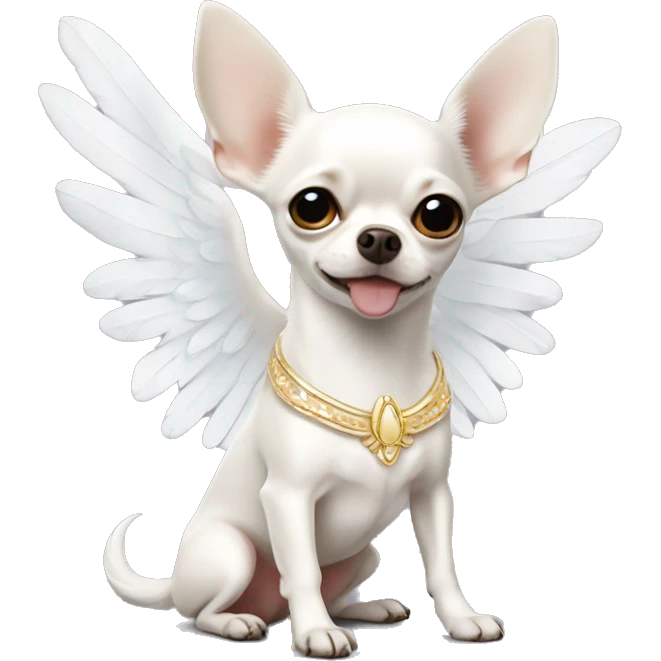 White Chihuahua with angel wings emoji