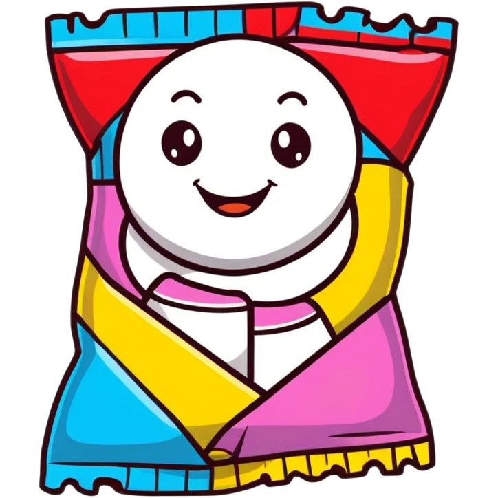 cartoon style Italian candy with a smiling face and colorful wrapper emoji