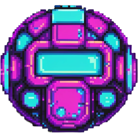 futuristic cyberpunk pixel art icon, vivid neon colors purple magenta cyan, minimal expressive design, 32x32, centered, high contrast, transparent background, no text, suitable for dark background, song title symbol emoji