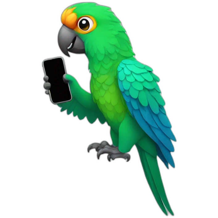 Parrot with phone in hand emoji