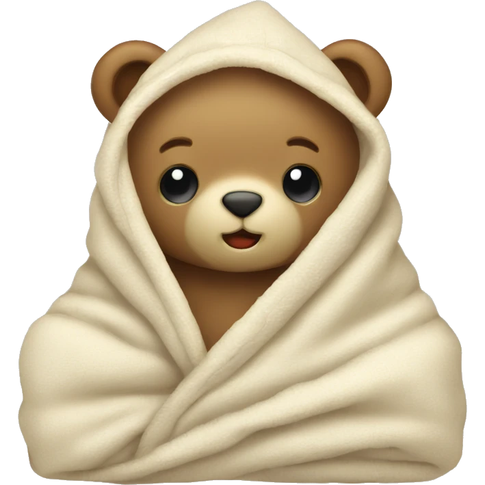  cute teddy bear cozy in vanilla blanket emoji