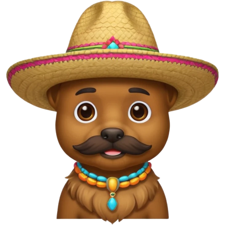yorki wearing a mustache and mexican hat emoji
