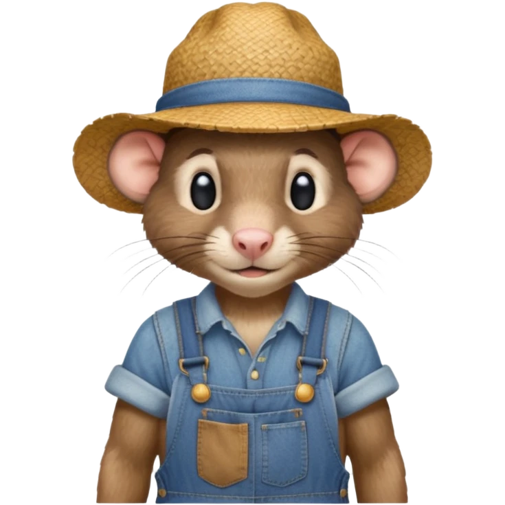 farmer rat in denim overalls with a straw hat emoji