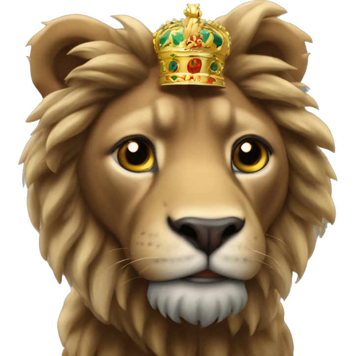 Un leon  rugiendo con corona de brillo de Reyna  emoji