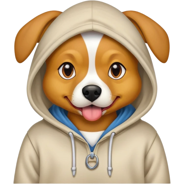 Dog thats crossed eyes duck mouth wearing a hoodie emoji