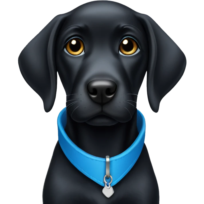 Black lab puppy with blue collar emoji