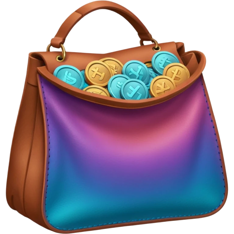 coins inside brown leather bag

Change coins color in in gradient of turquoise, blue, pink, purple, and coral emoji