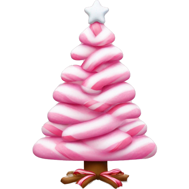pink christmas tree with white snow and pink candy canes emoji