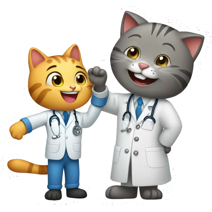 happy cat giving a veterinarian a high five emoji