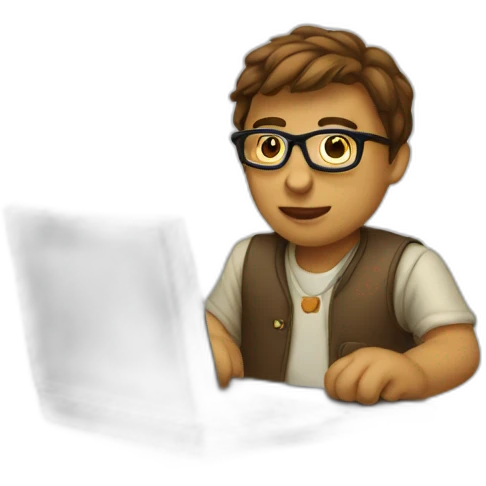 nerd on computer emoji