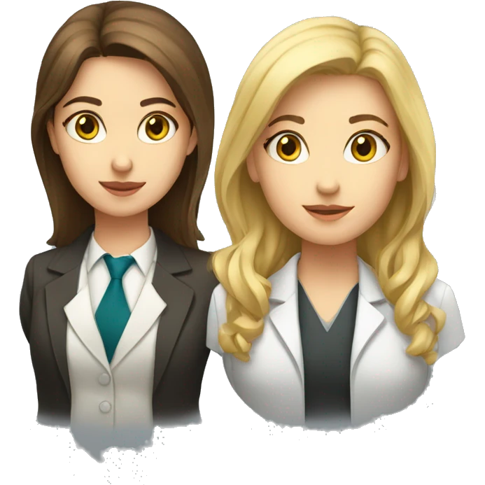 Brown haired girl lawyer and blonde haired girl scientist emoji