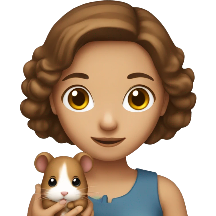 Brown haired girl holding hamster  emoji