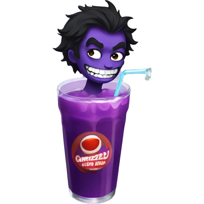 Gamzee from homestuck drinking a massive soda emoji