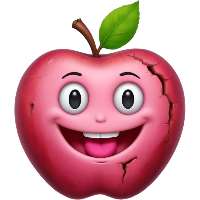 cute worm in ruined apple emoji