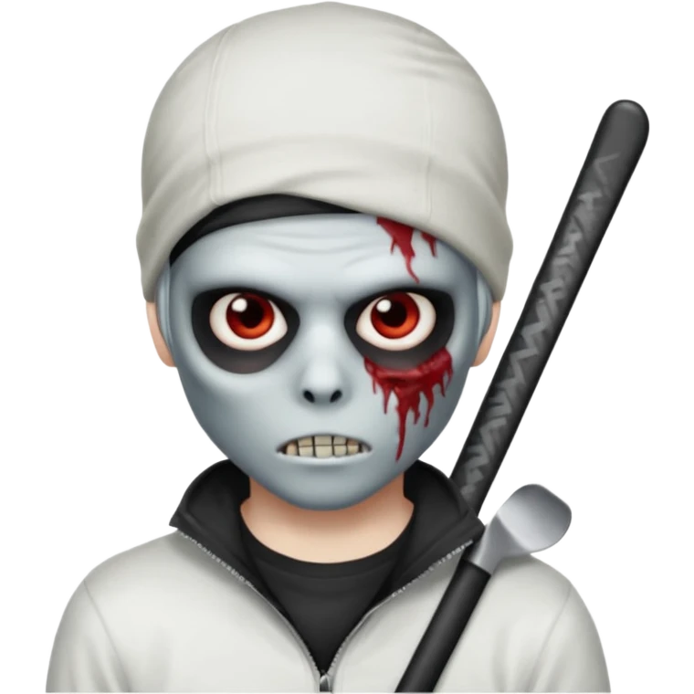 zombie boy with emo hair and white shirt with a ski mask on hair from Nike da syna no mask zombie  emoji