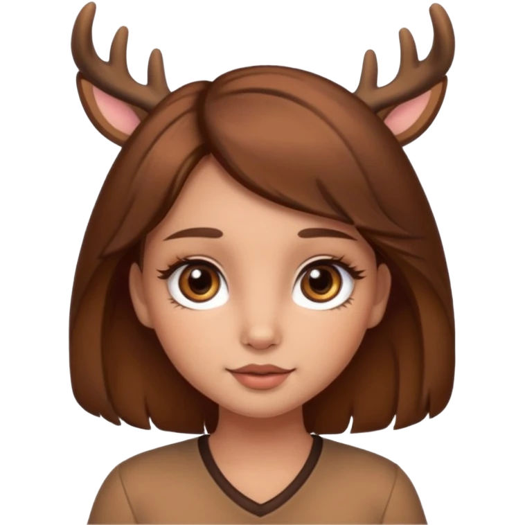Make a cute girl deer with brown hair and brown eyes give her cute lashes emoji
