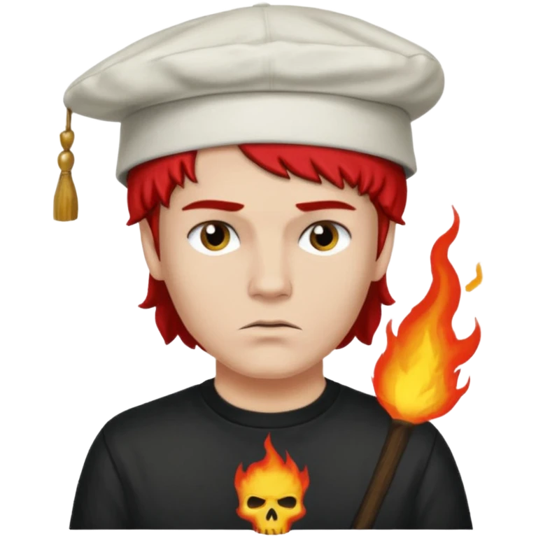 Make Dustin Henderson from Stranger Things with helfire club shirt and thinking cap emoji