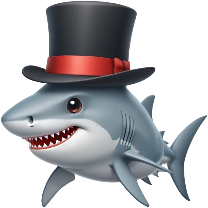 Shark with a top hat emoji