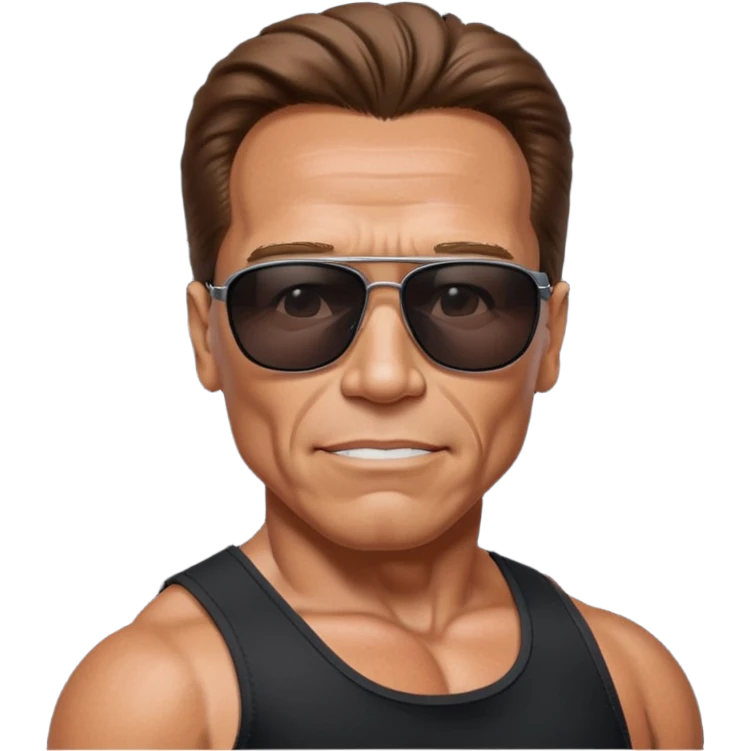 terminator shwartzneger only top in black galssess emoji