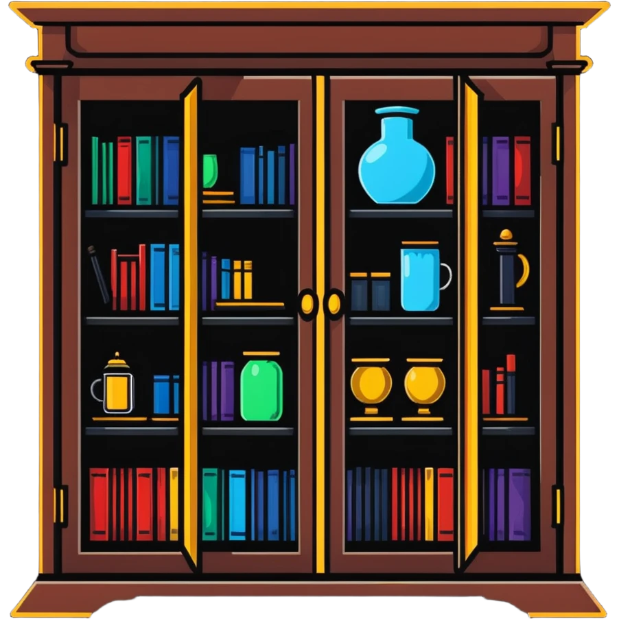 Harry Potter style vanishing cabinet with magical glow emoji