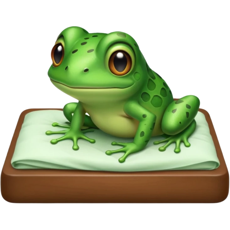 cute baby frog on bed emoji