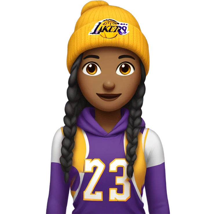 A girl wearing a lakers beanie  emoji