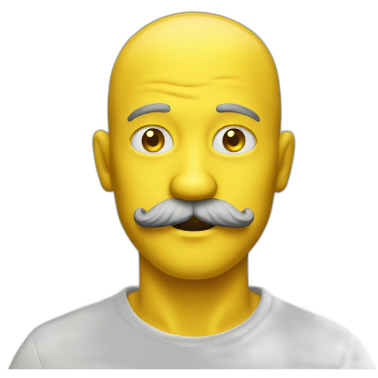 hyper realistic yellow man with mustache   emoji