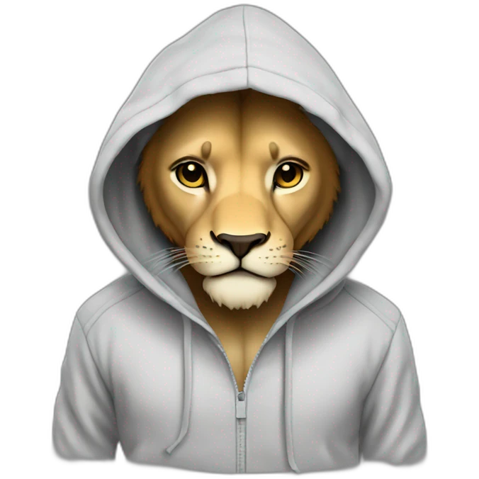 cute lion in hoodie emoji