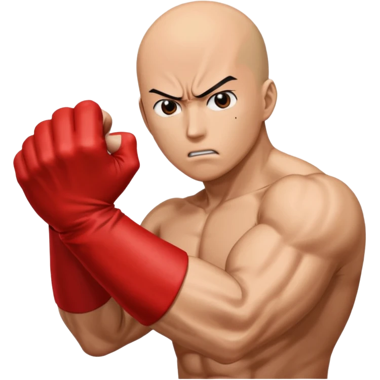 Angry Saitama with his red giant hand punching emoji