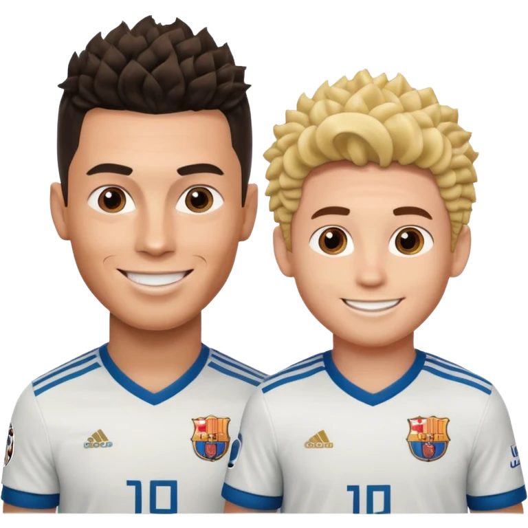 Prime noodle hair ronaldo and prime 2012 messi Smiling in one Photo and make it realistic  emoji
